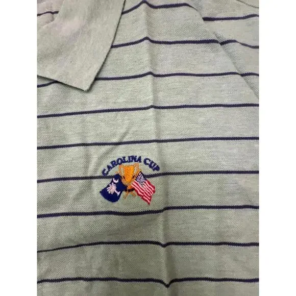 Peter Millar Carolina Cup Light Green Striped Polo Shirt - Picture 4 of 8